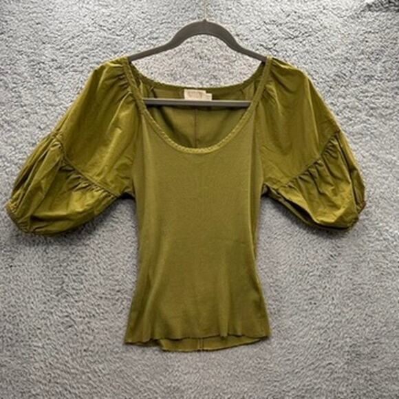 Nation LTD Tops - Nation Ltd XS Fitted Green Balloon Short Sleeve Stretchy Casual Organic Cotton